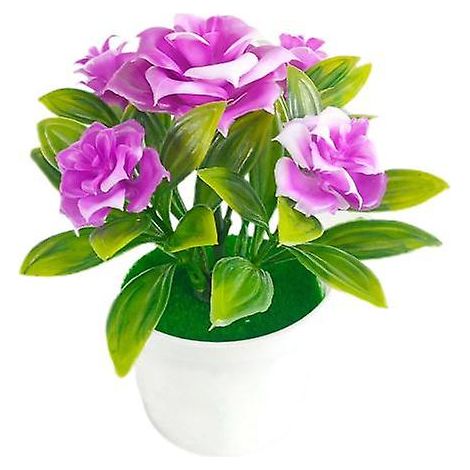 Plante en pot, fleurs artificielles réalistes en plastique, pot de fleurs pour la maisonrose rouge (1/4)
