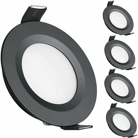 LaBlanc - Foco empotrable LED de 4 x 12 V, orificio de 58-65 mm, 3 W, 6400 K, para autocaravana, barco, caravana, furgoneta y yate, blanco frío (negro)