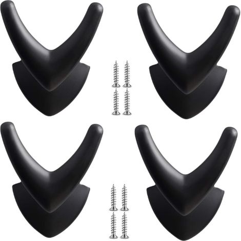Set aus 4 Wandgarderobenständern aus Zinklegierung, für Badezimmer, Kleiderschrank und Schlafzimmer (matt schwarz)