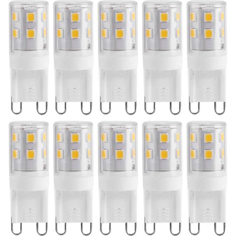 Filiyano-Lot de 10 mini ampoules LED G9 2W 16 LED, culot en céramique, protection des yeux, intensité variable, consommation d'énergie équivalente à (1/5)