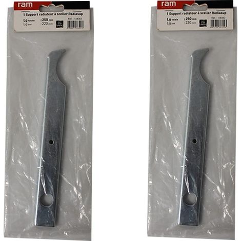 Lot de 2 supports à sceller pour radiateur en fonte type rideau - longueur axe 220 mm - longueur totale 250 mm - Ram (1/2)
