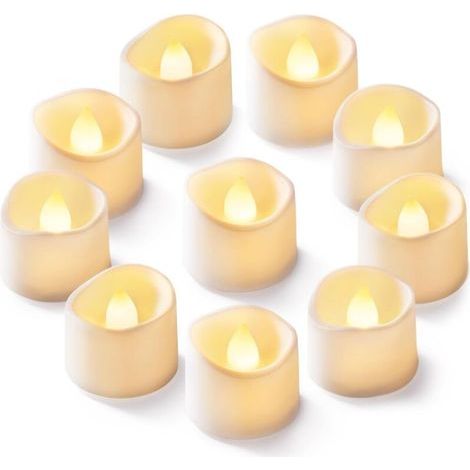 Lot de 24 bougies électroniques à LED, petites bougies chauffe-plat CR2032, bougies électroniques brillantes, décoration d'Halloween (1/4)