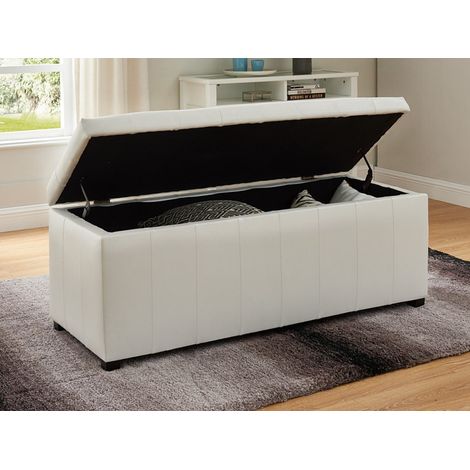 Banc coffre de rangement CONCIERTO en simili - Blanc