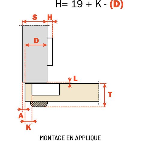 Charnière invisible clipsable porte épaisse série n - Décor : Titanium - Amortisseur : Avec - Montage : Intérieur - Profondeur boîtier : 15,5 mm - Version : Silentia + - SALICE