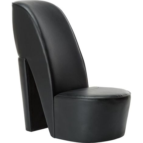 Poltrona lounge dal design moderno a forma di scarpa con tacco alto in PVC nero nero DEC026790