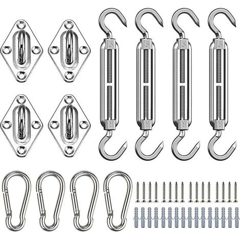 Kit de Fixation pour Voile d'Ombrage, M5 Inoxydable Kit de Montage Fixations d'ombrage de Voile, Kit Accessoires de Fixation de Matériel pour Auvents Carrés Rectangle et Triangulaires (1/5)