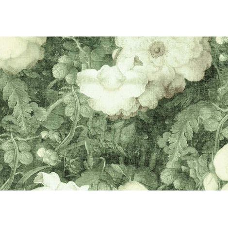 Papier peint panoramique vert vintage motif fleur Tapisserie panoramique fleurie idéale couloir Papier peint panoramique chambre floral (1/3)