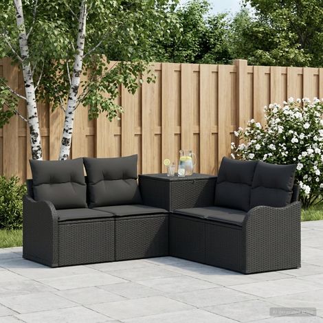 vidaXL Set di divani 5 pz Nero Rattan sintetico e Acciaio (1/5)