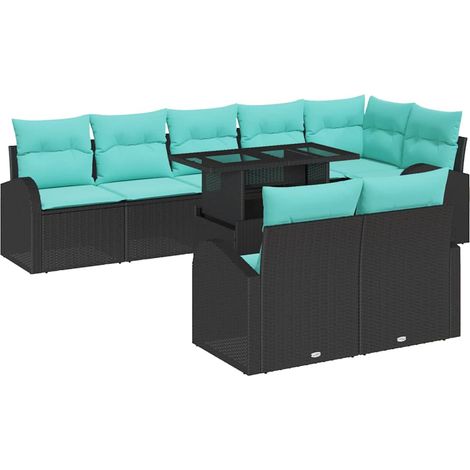 Conjunto de sofá de jardín 9 pcs Negro Poliratán vidaXL (1/5)