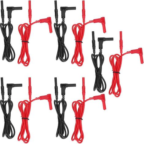 5er-Set Bananenstecker-Prüfleitungen, 4 mm rechtwinklige Stecker, gerades Prüfkabel (Stecker auf Stecker) für elektronische Prüfungen