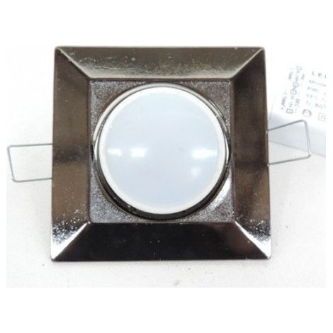 Spot LED 6W carre encastré argent 90x90mm avec lampe 3000K GU5.3 12V et driver 230V SECOM 330LED (1/2)