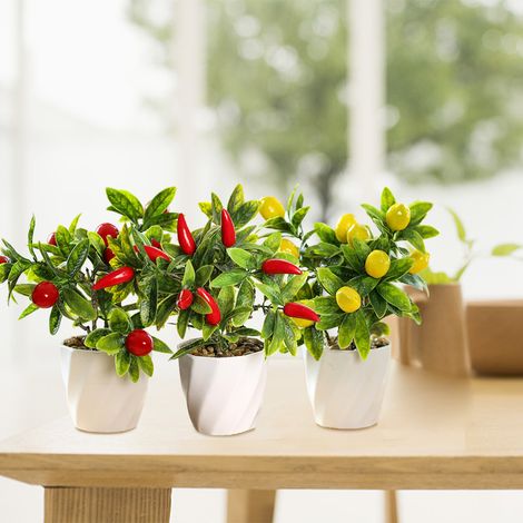 Arbre fruitier artificiel en pot, petit pot décoratif de simulation de plantation (1/4)