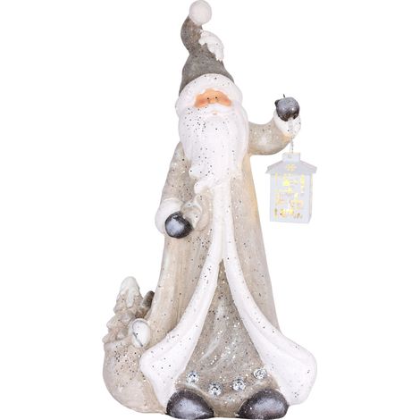 Weihnachtsdekoration MagicHome, Weihnachtsmann mit Laterne, 1 LED, 2xAAA, Keramik, 34x21x65 cm (1/2)