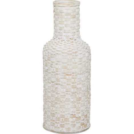 Vase, Bambou, Blanc, 20,3 x 20,3 x 55,9 cm (L x l x H) (1/5)