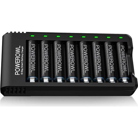 Piles Rechargeables AA 2800mAh + 8 Slots Chargeur de Piles Kits avec 8pcs Rechargeables Accu Compatible avec Les Batterie 1,2 V AA et AAA (1/5)