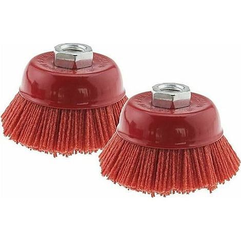 Filament en Nylon Abrasif - Coupe Brosse en Acier - Filetage Interne M14x2 - 75mm - Rouge - 2pcs (1/4)