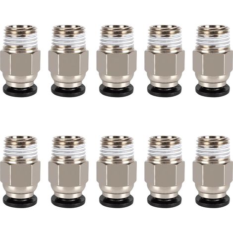 Connettore PC4-M10, connettore pneumatico PC4-M10, raccordo pneumatico per tubi in PTFE, connettore pneumatico dritto PC4-M10, connettore per tubo dritto pneumatico PC4-M10 per stampante 3D, 10 pezzi