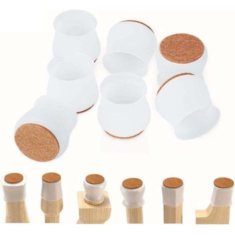 28Pcs Silicone de Chaise Pieds Protecteur, Silicone Chaise Casquettes Pieds, Embout de Chaise avec Antidérapant Feutre Empêchent les Rayures au sol et Réduisent le Bruit,transparent.. (1/4)