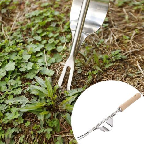 Désherbeur Manuel Garden Outil de Désherbage en Acier Inoxydable avec Poignée Bois Outil de Jardinage pour Désherber Votre Jardin 32cm de Long 1 Pièce