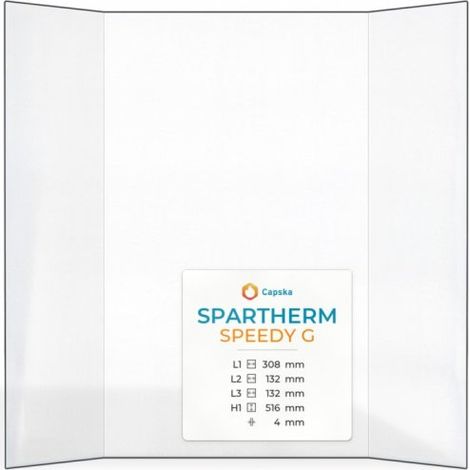 Vitre Spartherm SPEEDY G - Verre Prismatique pour insert - (132 + 308 + 132) x 516 mm (L2+L1+L3 x H1) - 4 mm
