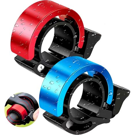 Campanello per bici, mini campanello per bici in confezione da 2, campanello in alluminio, volume sonoro elevato (90 dB), compatibile con bici da strada, mountain bike e manubri da 22 mm. (1/5)
