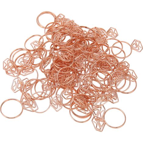 80 trombones en forme d'anneau, clips en papier antirouille multifonctions, boîte transparente incluse, pour bureau et école, couleur or rose (1/5)