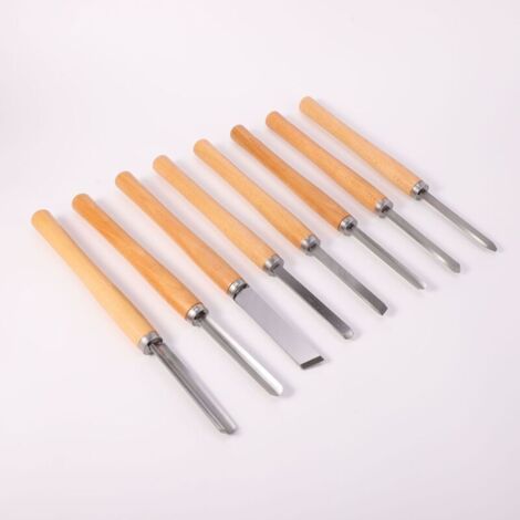 Jeux de 8 gouges pour menuiserie – Jeu d’outils de tournage bois – Lames de tournage pour bois dur, haute précision, acier au carbone trempé