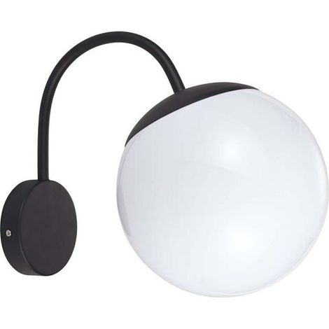 V-TAC VT-1223  Portalampada E27 sfera Opale lampada ricurvo applique da giardino colore Nero 200mm IP44 - 11823