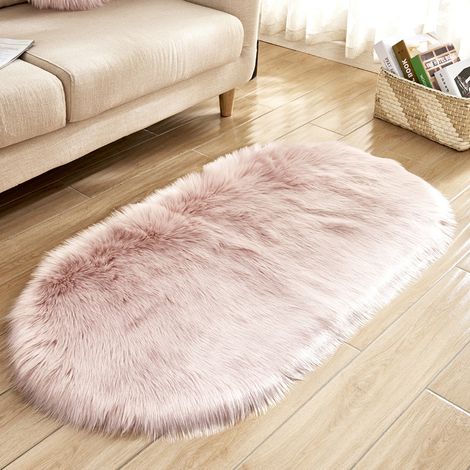 Kunstwollteppich/Fußmatte für Wohnzimmer, Sofa und Schlafzimmer (40 x 60 cm, rosa)