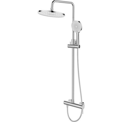 Sistema doccia da parete con miscelatore monocomando + soffione + doccetta a 3 getti, cromo (SATSSPKNEW)