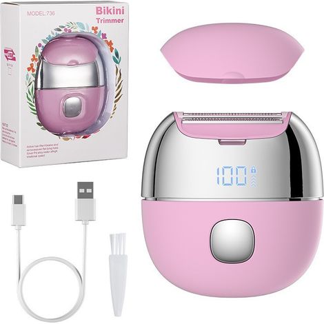 Rasoir électrique femme à mouvement alternatif, tondeuse bikini pour corps entier et zones intimes, écran numérique LED, IPX7 étanche lavable complet, usage humide et sec, 2 vitesses, recharge USB‑C, (1/4)