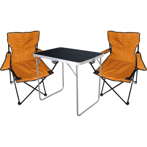 3-tlg Campingsessel Orange + Campingtisch-MMC330871B+2xMPO2468 (1/5)
