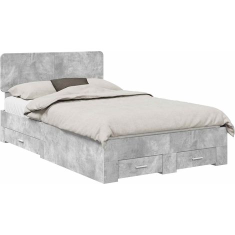 Maison Exclusive - Bettrahmen mit Kopfteil Beton Grau 135 x 190 c