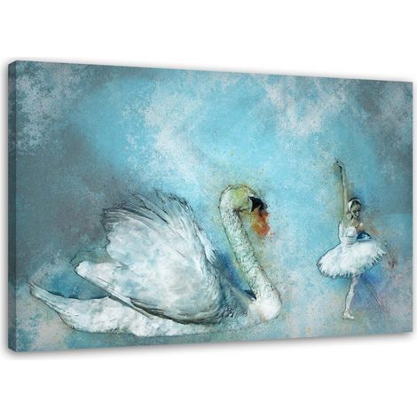 Quadro su tela, Cigno Ballerina Turchese - 90x60 (1/5)