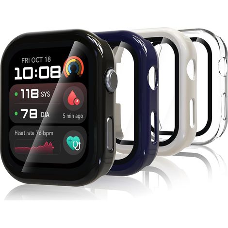 4 Pièces Coque Compatible avec Huawei Watch D2, Coque Rigide en PC avec Protecteur d'écran, Coque HD avec Verre Trempé - Transparent, Noir,Blanc,Bleu (1/5)