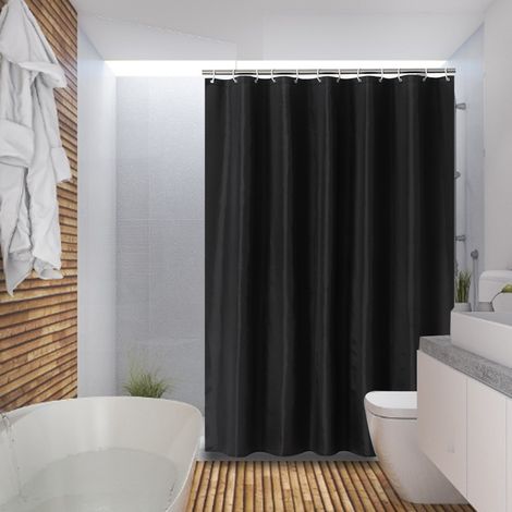 Rideau de douche/baignoire imperméable à motif mural noir avec crochets de suspension n° 2 (1/5)