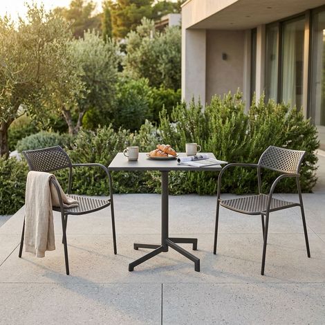 OPERA - set tavolo in alluminio cm 70 x 70 x 73 h con 2 poltrone Aviim