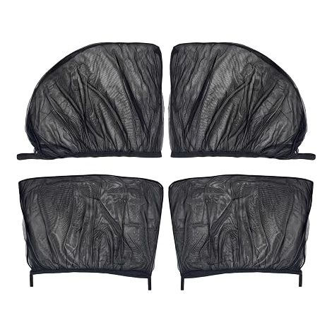 Pare-Soleil Voiture Chaussette, Vitres Avant + Arrière Universelle pour Enfant, Filet Maille Respirant Extensible pour Fenêtres Latérales, Noir (1/5)
