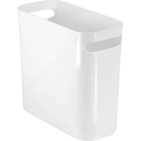 Petite poubelle en plastique blanche étroite (1/5)