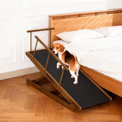 Rampa pour chiens pour lit et canapé, rampe réglable en 5 marches pour chiens de petite et grande taille (brun, 115) (1/5)