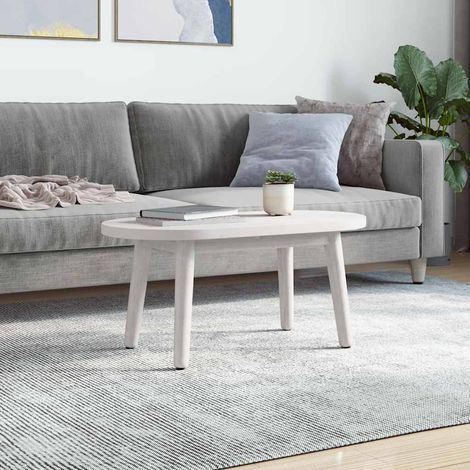 Maison Exclusive - Piano Tavolo Bianco 80x40x2,5cm in Legno Massello di Pino Ovale