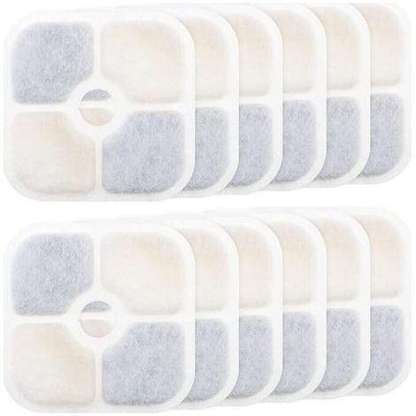 12-Piece Water Fountain Filters - for Catit PIXI 43717 - Activated Carbon Filter - High Quality - Purifying - Refill - Pet Fountain Filters - Rectangle - Fountain for (1/4)