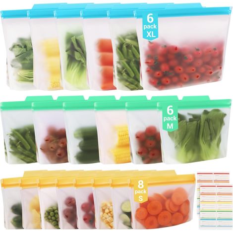 20 Pack Reusable Freezer Bags, Zip (1/5)