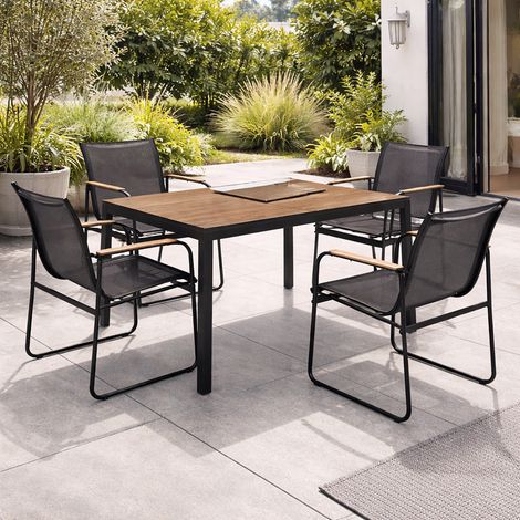 5tlg Gartengarnitur Nonnwood 150x80cm 4x Stuhl mit Armauflage-MGMS7315080+4xMGS618252 (1/5)