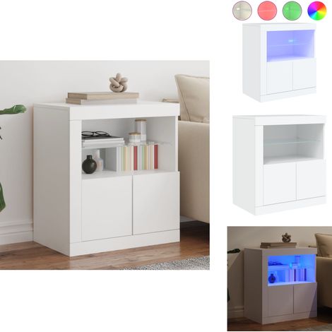 Buffet avec lumières LED blanc 60,5x37x67 cm - Buffet Design Moderne - Meuble Rangement - Luminaire Led Rgb - Armoire Lumineuse - Décoration Intérieur (1/5)