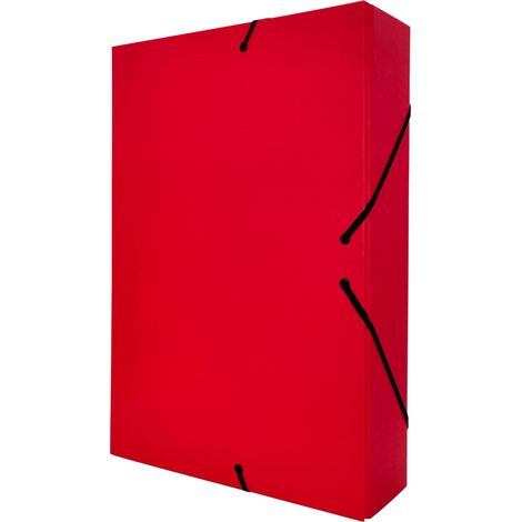 Chemise Cartonnée A4, Taille 34 x 24 cm, Épaisseur 7 cm, Pochette de Rangement pour Papiers Administratifs à Fermetures Élastiques, Boîte pour Archives (Dos de 7 cm, Rouge) (1/5)