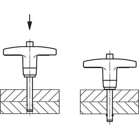 KIPP Kugelsperrbolzen mit T-Griff 6mm 20mm Edelstahl Aluminium (1/2)