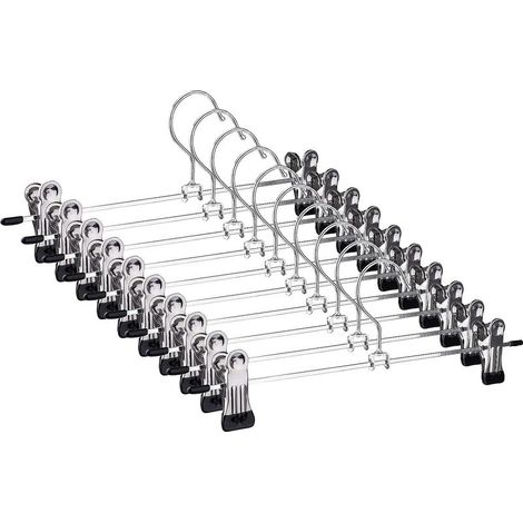 Rutschfeste Hosenbügel, Hosenbügel aus Metall mit verstellbaren Clips, Hosenbügel für Röcke, Hosen, Jeans, 28 cm (10er-Packung) (1/5)