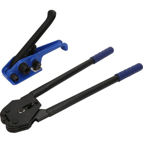 Sangle à cliquet manuelle bleue en acier pour cerclage, outil de tension et sertissage de courroies, machine d'emballage (1/5)