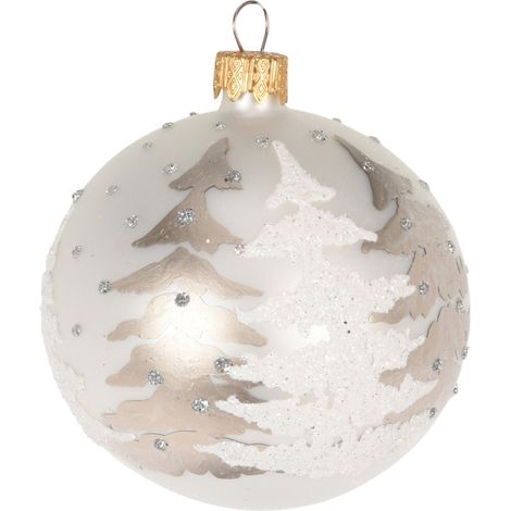 PALLA VETRO DIAMETRO 8 CM BIANCA ASSORTITO 4 DECORI (1 PEZZO, INVIO CASUALE) (1/2)